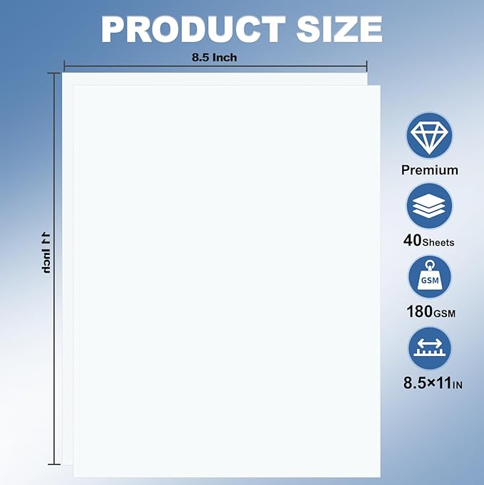 8.5 x 11 Inch White Cardstock 40 Sheets, Premium Thick White Card Stock Paper for Invitations, DIY Crafts, Scrapbooking, Laser & Inkjet Printer Cardstock Paper Ideal for Home, School, Office