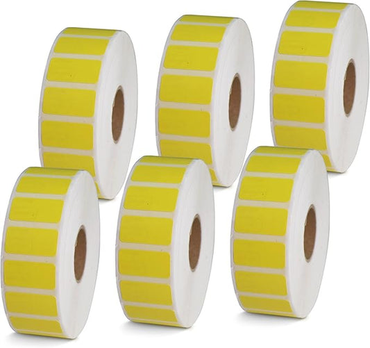 BETCKEY - 1" x 0.5" Small Labels Compatible with Zebra & Rollo Label Printer, Premium Adhesive & Perforated[Yellow, 6 Rolls, 14580 Labels]