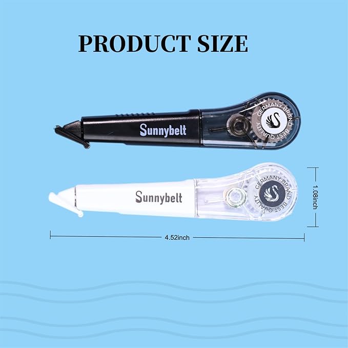 WISOPTUS 19.69ft Correction Tape Pen, 10-Count Pack, Dry Instantly, Stretch Resistant, not Easy to Break, as Smooth as Writing, Perfect for School, Office Supplies, Black White