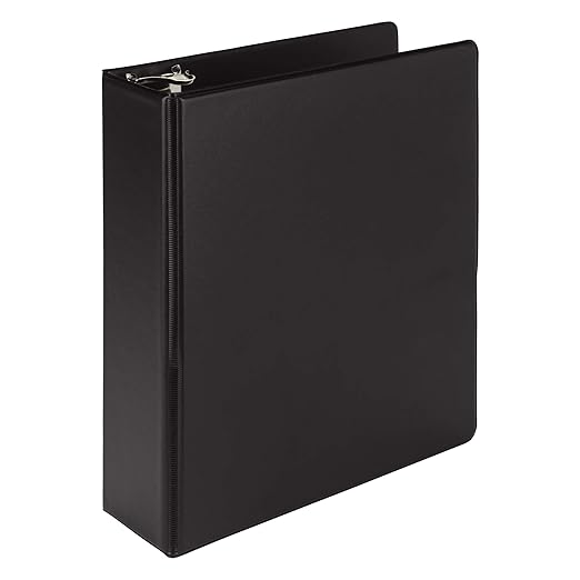 Samsill Economy 1 Inch Mini 3 Ring Binder, Made in The USA, 9.1" x 7.5" Round Ring Binder, Non-Stick Customizable Cover, Black (Pack of 6)