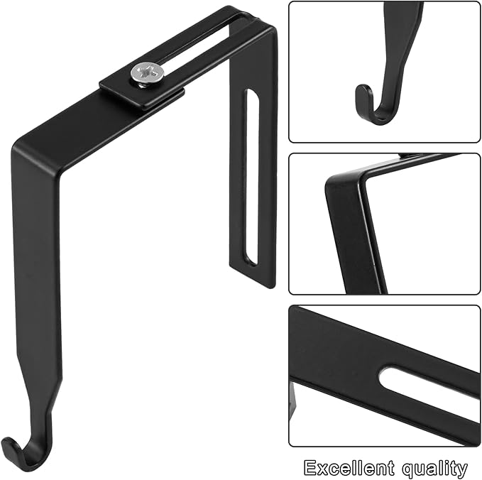 Amylove 4 Pcs Adjustable Cubicle Hanger Universal Partition Metal Cubicle Hooks Door Hanger, Adjusted to Fit Panels with 1 3/8 Inch to 3 1/2 Inch Thickness for Office Whiteboard (Black)