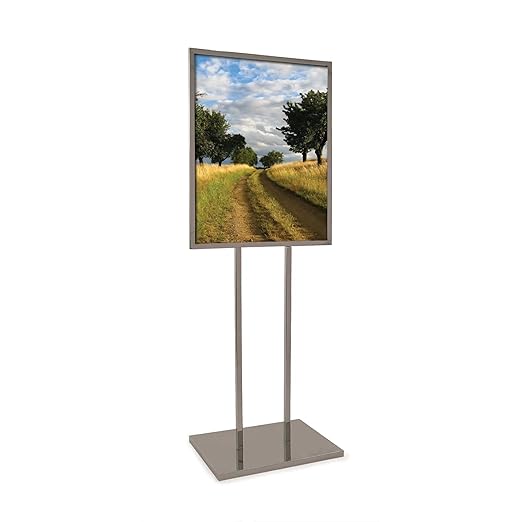 Econoco Bulletin Sign Holder, 22 x 28 Inch Frame, Extra Heavy Raised Base for Stability, Floor Standing Display Stand, Black