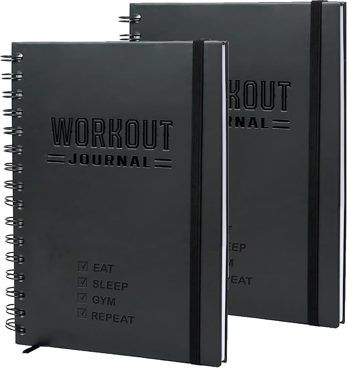Nextnoid Hardcover Fitness Planner Workout Journal for Men & Women - A5 Sturdy Fitness Log Book to Track Gym & Home Workouts - Separately Packaged 2 Pieces