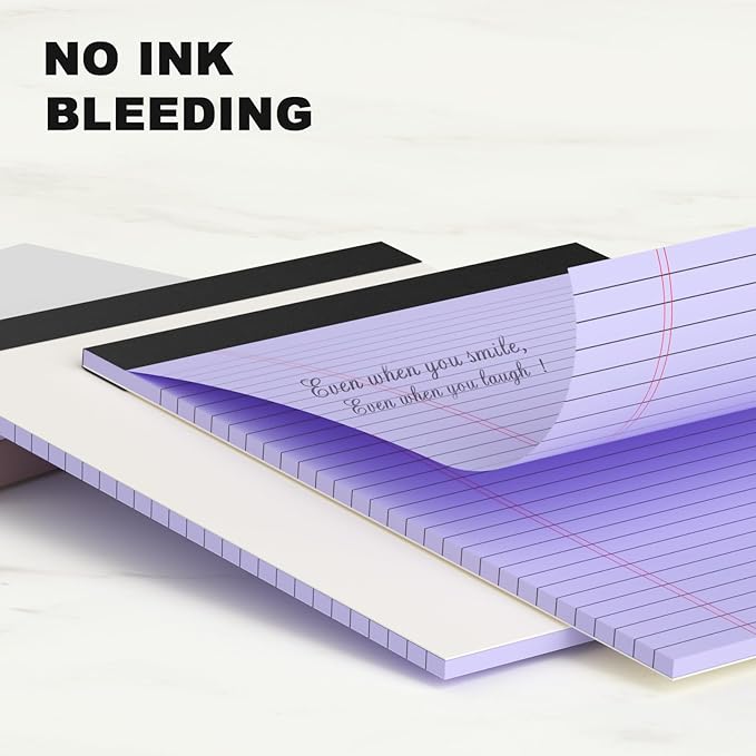 AILZFEI Legal Pads 8.5 x 11 Wide Ruled - Note Pads 30 Sheets/Pad - 20lb Colored Notepad Paper - Perforated Notepad with Sturdy Back - Pink, Purple, Yellow, Green, Blue, White