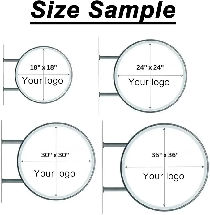 Custom Advertising Lightbox Logo Sign - Personalized Double/Single Sided LED Lighting Round Business Logo for Wall Decor, Shop Shows, Salon, Cafes, Bar & Restaurant Sign, Waterproof, Indoor Outdoor