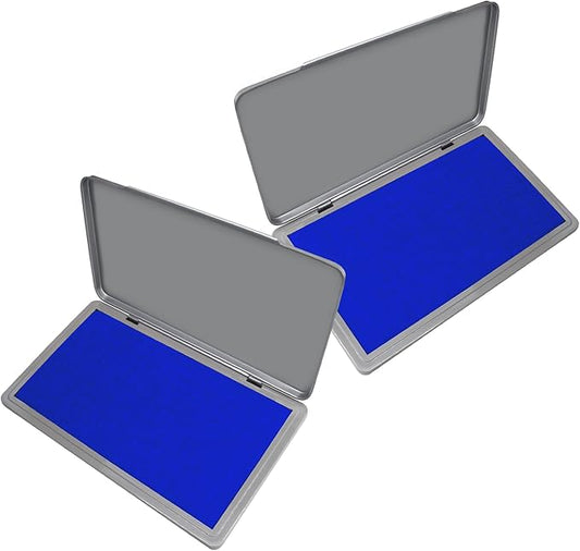2 Pack Metal Case Stamp Pad Large Size, Blue Color - Size: 3" x 6" - Choose from 15 Ink Colors