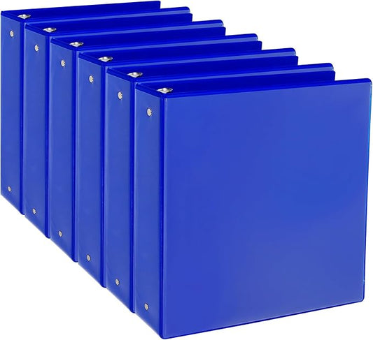 CIXILDTS 2-inch Round Ring Binder, Durable 2" 3 Ring Binder Fit Letter Size Paper, Blue, 6-Pack