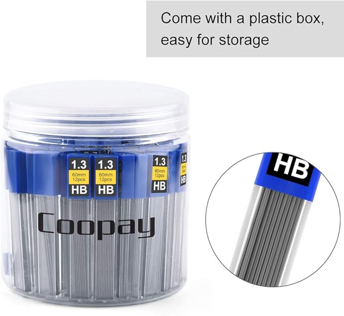 Coopay 480 Pieces Lead Refill 1.3 mm HB Break Resistant Mechanical Pencil Lead, 12 Pack Per Tube, 40 Tubes (1.3 mm)