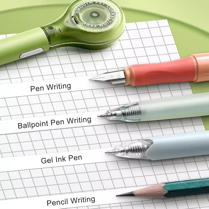 Qtopun Correction Tape Pen, White Out Tape Roller Strong Coverage Per Roll Quick-Dry Correction Tape for School Office Home (12)