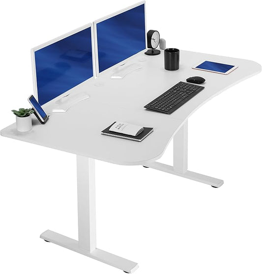VIVO Electric 63 x 32 in Standing Desk, Memory Height Adjustment, 1B Series, Holds 220 lbs, White Top White Frame, DESK-KIT-1W1W