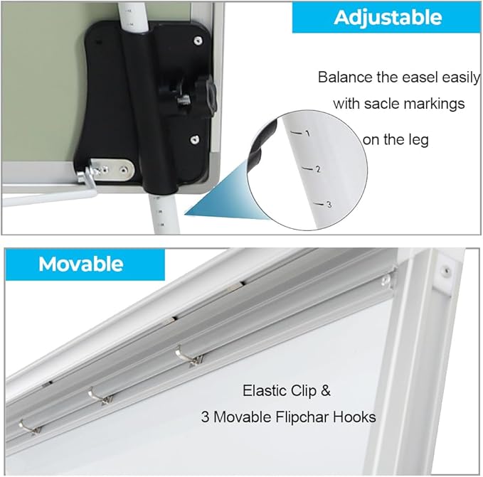 DexBoard 2-Pack 36 x 24 Inch Magnetic Dry Erase Easel Tripod Stand, Height Adjustable Portable Dry Erase Board with Flipchart Paper Pad (25 Sheets) - for Office Meetings, Training & Classroom