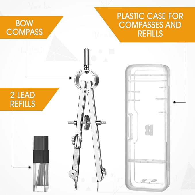 Zonon 12 Pcs Compass for Geometry Compass Bulk for Classroom Math Students Protractor for Art Compass Precision Tool with Pencil Back to School Supply for Office Art Drafting Drawing Wood Working