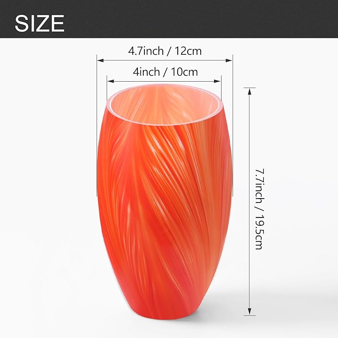 Fixture Replacement Globe Shade,Lampshade for E26 Base 1-5/8 Inch Fitter, Color Art Glass Oval Lampshade Cover for Pendant Kitchen Wall Sconce Chandelier Vanity Light (1, Orange)