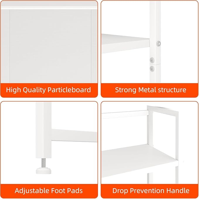Desk Shelf with Drawer, 41.3" Desktop Organizer Shelf, Desk Hutch for Computer Monitor Max 32", 3 Tier Desktop Display Rack, Wooden Desk Top Bookshelf Storage Rack for Home Office Dorm, White