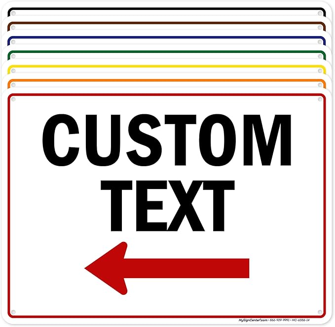 Custom Arrow,Custom Directional Sign, Left Arrow,10x14 Inches, 55 mil thick HDPE (high density polyethylene), Made in USA by My Sign Center