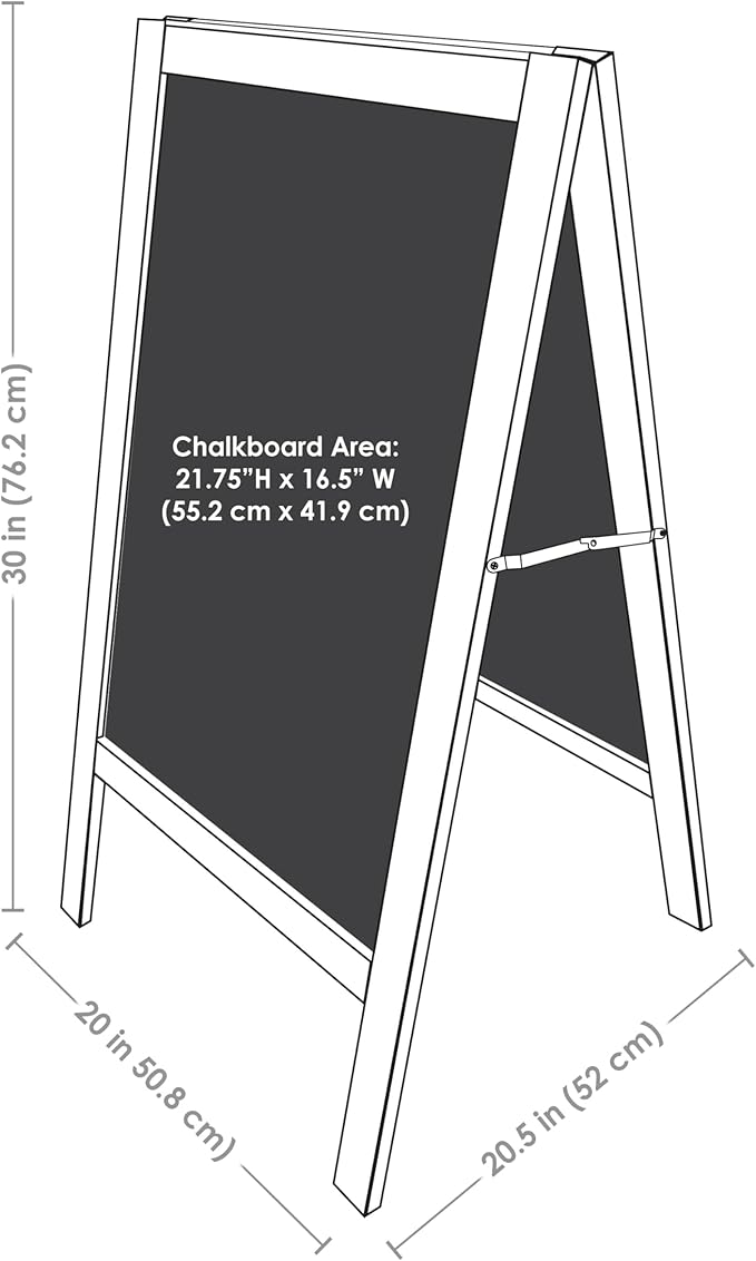 Sunnydaze Magnetic A-Frame Chalkboard Sign - Double-Sided Chalk Sandwich Board Sidewalk Sign - 30" x 20" - Black
