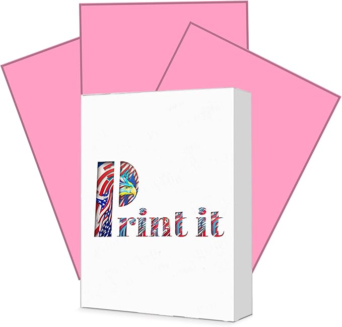 Print It - Vellum Bristol Colored Cardstock Cover Paper, 67 Lb, 8.5" X 11”, Heavyweight Colored Cardstock for Crafts, School, Invitations, And Office Use - Decoration Drawing 250/Case-Pink