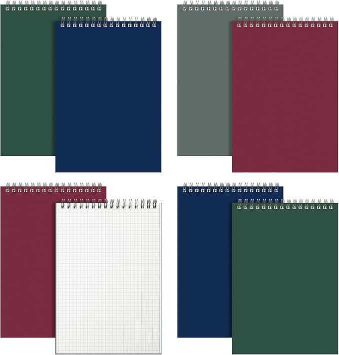Engrowtic 8 Pack Graph Paper Spiral Notepad A5 Top Wirebound Notepad Grid Notebook Steno Pads Memo Notebook Grid Paper 140 Pages for Writing Sketching Drawing Office Supplies (Multicolor)