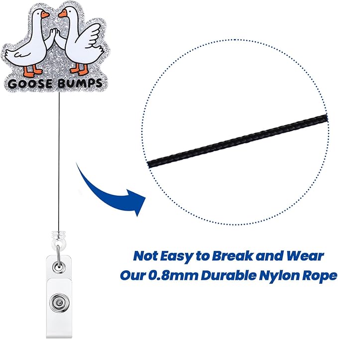 Goose Bumps Funny Nurse Badge Reel, Retractable ID Card Badge Holder, Name Tag Work Badge Clip for Pediatric CCLS MA RN LPN CNA MA ER Night Shift Nurse Nursing Student Doctor, Psychologists Gifts