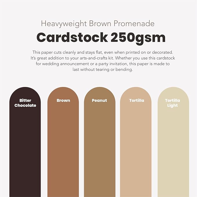 BearBoss Brown Cardstock Paper 8.5x11 50 Sheets, Heavyweight 92lb Cover for Crafts DIY Cards Making