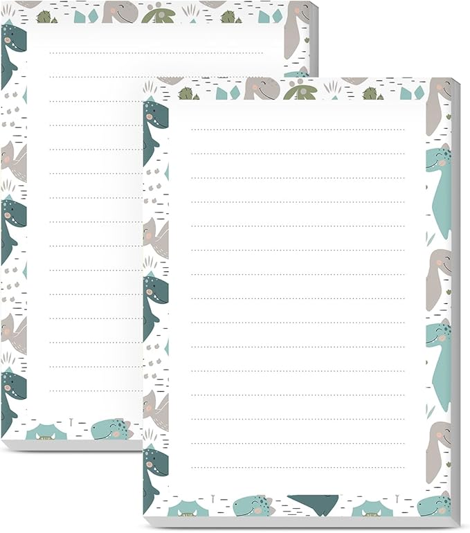 SXboxing Sticky Notes 4X6 Inches, 2 Pack Large Cute Self-Stick Pads, Bright Funny Memo Pads Easy to Stick for Home, Office Cute Dinosaurs