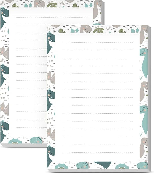 SXboxing Sticky Notes 4X6 Inches, 2 Pack Large Cute Self-Stick Pads, Bright Funny Memo Pads Easy to Stick for Home, Office Cute Dinosaurs