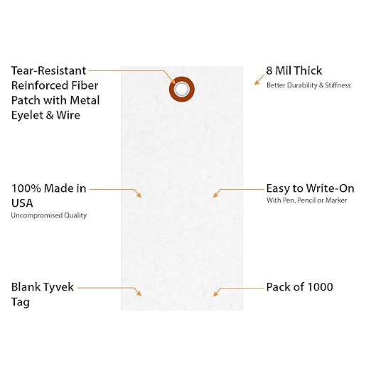 SmartSign Blank White Shipping Tags, Size #5, Pack of 1000 | 4 3/4" x 2 3/8", Made in USA