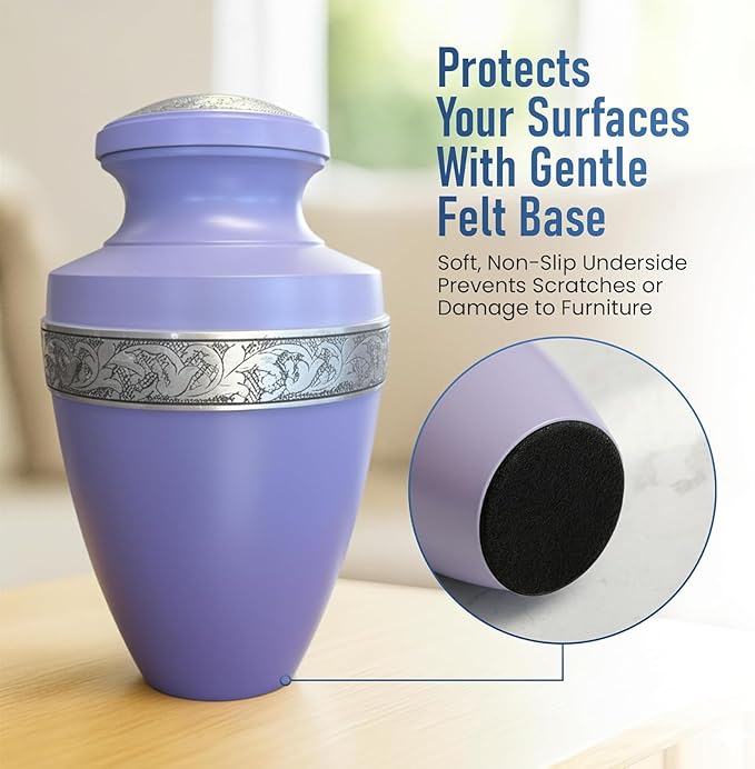 Modern Memorial Aluminum Large Urns - Urn for Adult Male and Female, Memorial Keepsake for Ashes (Purple Silver Band)