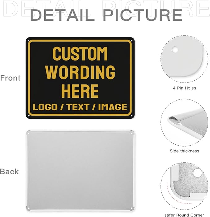 Custom Sign Bulk Personalized Metal Signs For Outdoor Indoor Business Home Store Office Yard Street Lawn Make Your Own Customized Signs With Your Logo Text Photo, 8x12inch,
