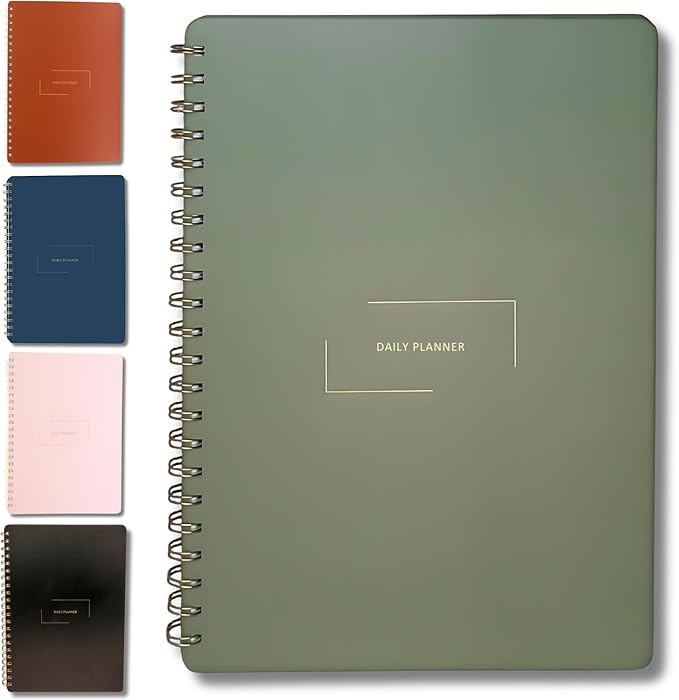 Merely Home Undated Daily Planner | 8.25” x 11.75” To Do List Notebook | Work Productivity ADHD Organizer | Men and Women Planner | College Supplies | Evergreen | Portrait Layout