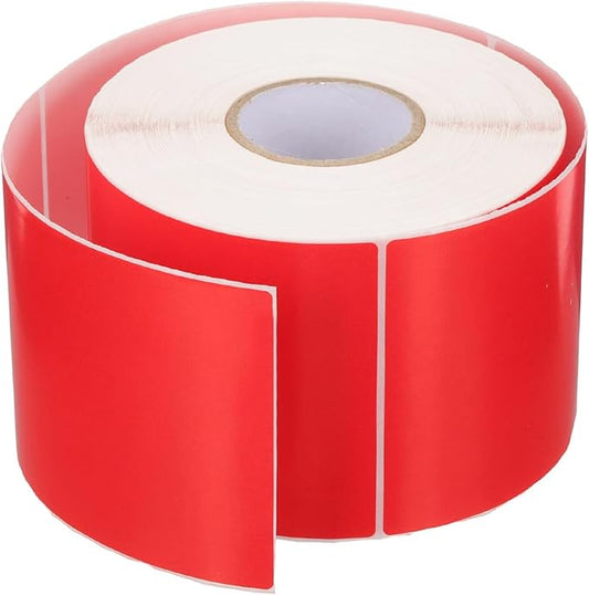 PATIKIL 3 x 5 Inch Rectangle Inventory Color Coding Labels 1 Roll, Square Self-Adhesive Inventory Label Stickers for Office Home Organization Name Tags, 500 Per Roll, Red