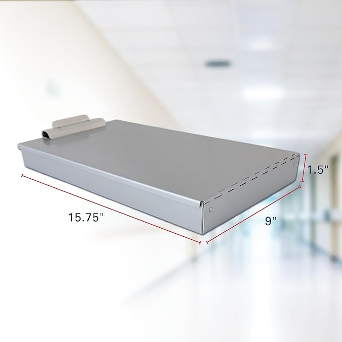Saunders Metal Clipboard with Storage, Silver Single Layer Nursing Clipboard Folio, Legal Size Paper Organizer, Steel Clip with Self Locking Latch, Form Holder for Office, School & Work - Made in USA