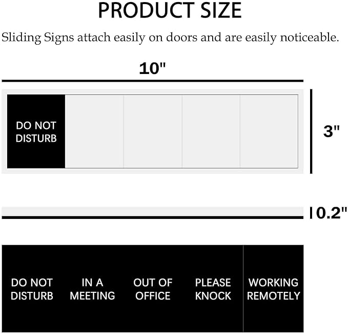 Office Door Sign,Privacy Sliding Message Sign,Do Not Disturb/Please Knock/Out of Office/in a Meeting/Working Remotely Indicator, That Lets Others Know Whether You're Available Or Not For Business-Acrylic,10 X 3 inches
