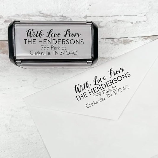 Self Inking Modern Address Stamps | Custom Return Address Stamper (with Love from, Medium)