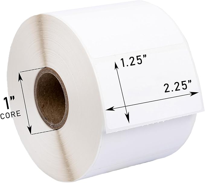 HOUSELABELS 2.25" x 1.25" Address Labels on 1" Core in Polypropylene Compatible with Zebra and Rollo Printers, 34 Rolls / 1,000 Labels per Roll