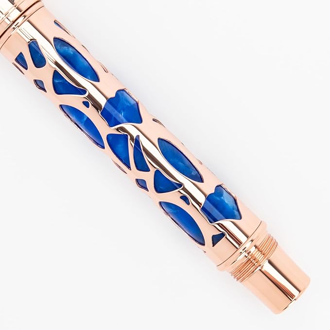 Conklin Endura Deco Crest Fountain Pen in Blue, Medium Nib, Premium Writing Instrument
