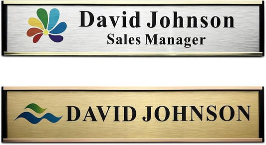 SINKAA Personalized Name Plate for Door or Wall, 2 * 10 inch Custom Office Aluminum Door or Wall Name Plates with Logo Image or Texts, Office Appreciation Gifts for Coworkers Boss Teacher, Employee