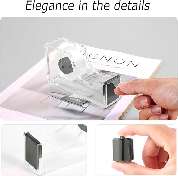 Gawsey Desk Organizers and Accessories Set with 360-Degree Rotating Pen Holder, Acrylic Stapler, Tape Holder, Staple Remover, Binder/Paper Clips Kit, Scissor and 1 Box of Staples