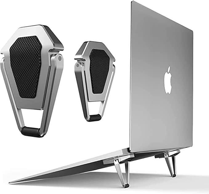 MIYKUISH Portable Invisible Laptop Stand - 2PCS Zinc Alloy Mini Stand, Heat Dissipation Pad, Lifter for 12-20 inch Laptops