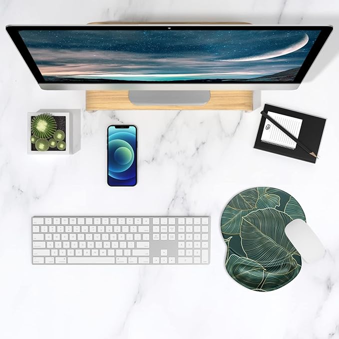 ITNRSIIET Ergonomic Mouse Pad with Gel Wrist Support Small Wrist Rest Smooth Surface Non-Slip PU Base Comfortable Office Supplies Pain Relief, 8.7 x 7.2 inches, Palm Texture