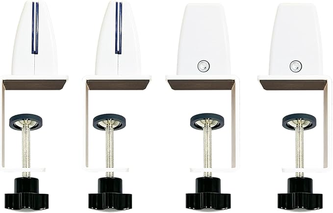 Jhanw Desk Divider Clamp For 1/8" To 0.51" Panel, Adjustable Desk Partition Clamp For 0.32" To 2.04" Desktop, Standing Desk Accessories For Desk Privacy Folders, White Sneeze Guard Holder 4-pack