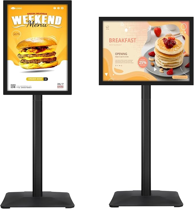 STANDNEE Heavy-duty Poster Stand Holder 11"x 17" Pedestal Floor Standing Sign Holder Vertical and Horizontal View Sign Display, PVC Magnetic Frame, Black