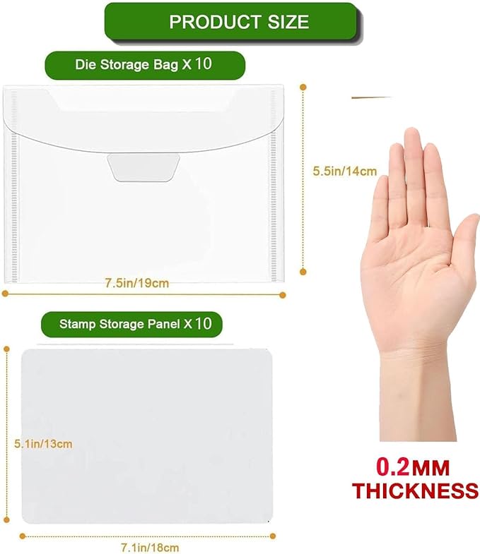 BROTOSPAC 48 PCS Clear Stamps Storage Panels,Resealable Die Cut Storage Bag, White Plastic Stamps Organizer Panels, Clear Stamp Organizer Set for Die Cutting and Decorative (48)