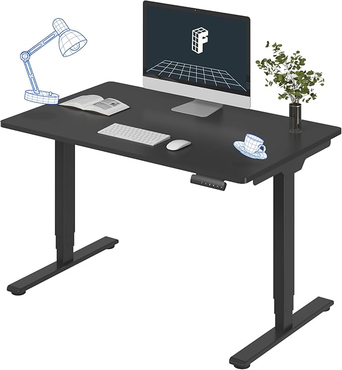 FlexiSpot E6 3-Stage Dual Motor Electric Standing Desk 48 x 30 Sit Stand Up Desk, Holds 220 lbs, Adjustable Height w/ Memory Presets, One-Piece Black Desktop & Black Frame, Ships in 2 Boxes