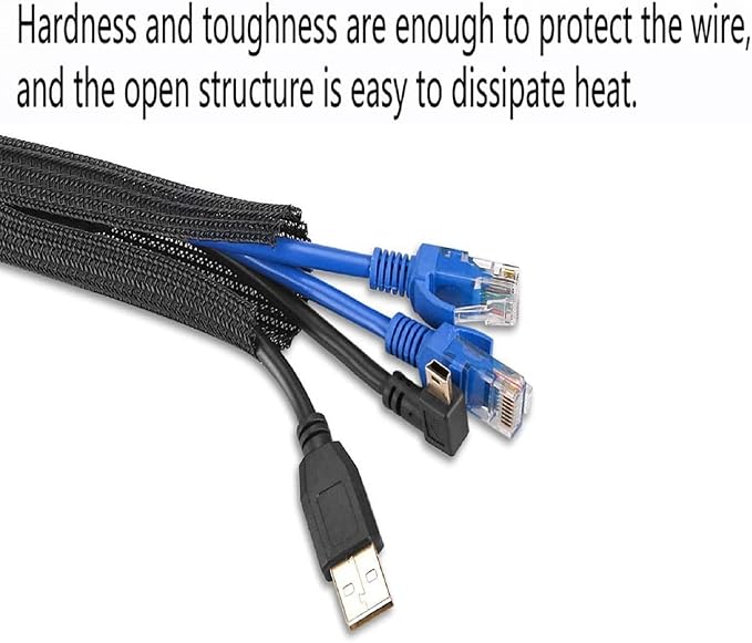 Summer Ready 2-Pack Split Sleeving Cable Protector (5FT, 5/8") - Chew Resistant Pet Proof Cord Cover for USB Power Audio Video, Home Office & Gaming Wire Loom - Black