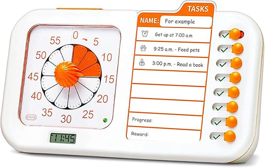3-in-1 Visual ADHD Timer for Kids & Adults with Planning Board, Task Timer, Chore Chart & Visual Schedule Planner, Autism & ADHD Tools with Checklist for Homeschool Supplies, Home, School