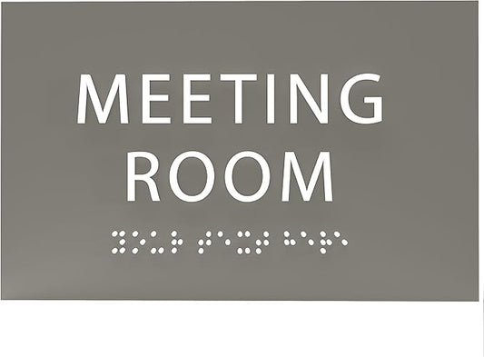 ADA CENTRAL SIGNS - 6" X4" Meeting Room Sign - ADA Compliant Tactile Graphics Grade 2 Braille Text Acrylic Wall Sign | Privacy, Interview, Room Name Sign for Schools, Hospitals, Offices, & Apartments