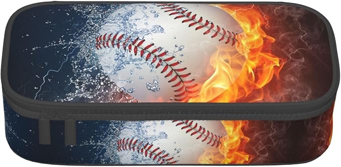 HKHEHOP Baseball Ball Pencil Case Big Capacity Storage Pencil Pouch Stationery Bags With Zipper Portable Pen Holder Box Organizer For Boys Girls Teens Student College School Office Supplies