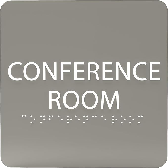 ADA CENTRAL SIGNS - 6" X6" Conference Room Sign- ADA Compliant Tactile Graphics Grade 2 Braille Text Acrylic Wall Signs - Authorized Personnel Only, Meeting Privacy Door Sign for Schools, and Offices