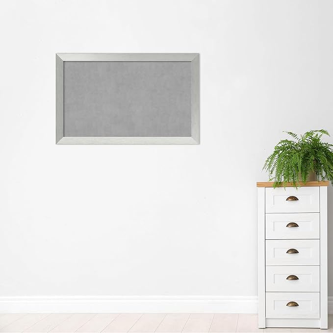 Amanti Art Silver Framed Magnetic Board 28x44 Large Vision Board for use with Magnets, 100% Metal Sheet to Display Items as Office Decor or for Home Organization in mudroom, Kitchen or Kids Room